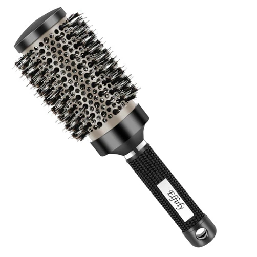 Elfirly Round Brush for Blow Out, Ionic Tech Thermal Ceramic Round Hair Brush for Blow Drying, Large Barrel Brush with Boar Bristles for Curling, Styling Hair (Barrel 2.1 inch)