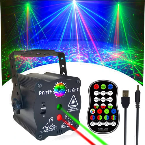 Atotalof Party Lights, Disco Ball DJ Light with Remote Control - Sound Activated Stage Laser Light Indoor Strobe Light for Parties Christmas Halloween Glow Party Decorations Lights Rave Lights Dancing