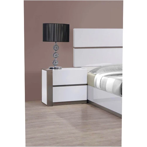 Chintaly Imports Manila Left 2 Drawer Nightstand, White/Grey