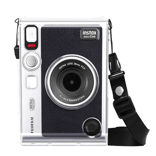 Fintie Protective Clear Case for Fujifilm Instax Mini EVO Camera - Crystal Hard PVC Cover with Removable Shoulder Strap, Clear