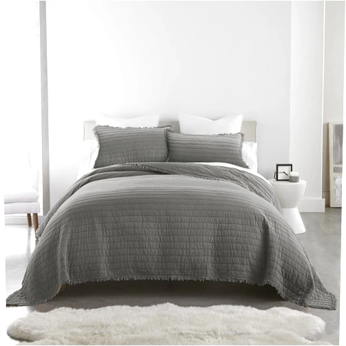 Donna Sharp Queen Bedding Set - 3 Piece - Delano Grey Cotton Contemporary Quilt Set with Queen Quilt and Two Standard Pillow Shams - Machine Washable