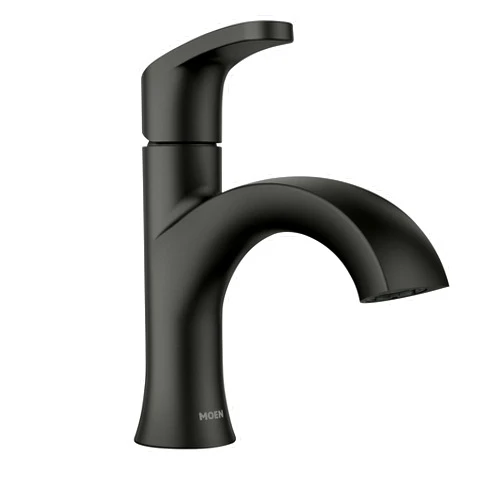 Moen Karis Black Matte One-Handle Single Hole Bathroom Sink Faucet with Optional Deckplate, 84346BL