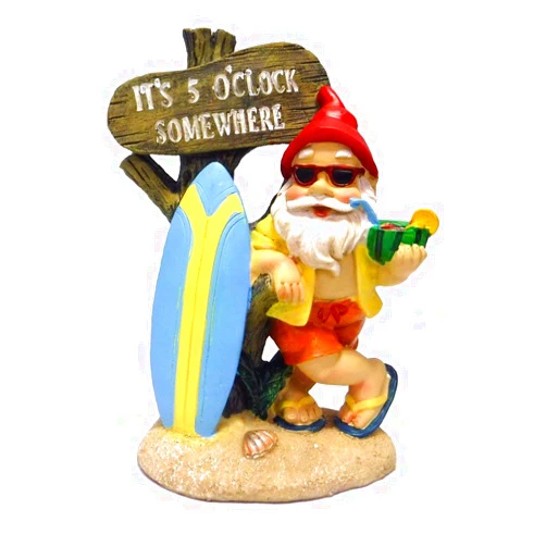 G Ganen 5:00 Somewhere Tropical Party Gnome Garden Statue