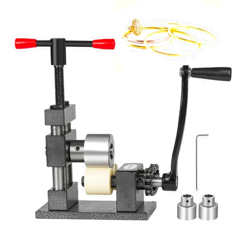 Forplubossmmp Hand-Cranked Metal Jewels Press Bender Machine/Jewelry Press Tool with Detachable Handle and Stable Base/Ring Bender Tool for Spoon Rings/Red, Gray (with 2 Steel Shaft),gray