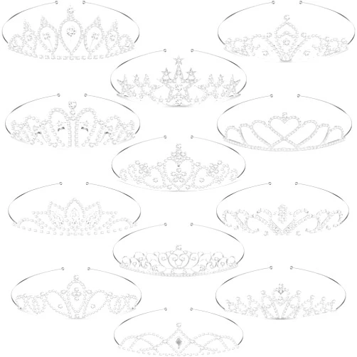 Hicarer 12 Pcs Tiaras for Girls Crystal Tiara Princess Crown for Kids Wedding Birthday(Cute)