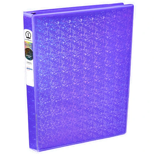 Avery Luxe Collection Durable Holographic 3 Ring Binder, Customizable View Cover, 1 Inch Round Rings, 1 Holographic Violet Binder (03226)