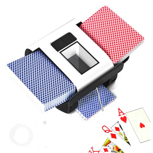 Nileole 2 Decks Quiet & Rechargeable Card Shuffler, 2000 MAh Rapid Shuffling Automatic Electric Shuffler for Casino Card Game, Poker, Phase 10, Blackjack, Texas Hold'em, Home Card Games