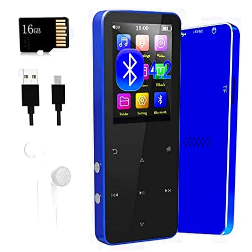 Xidehuy 16GB Mp3 Player, Mp3 Player with Bluetooth 4.2,Upgraded Lossless Sound Sport Music Player with FM Radio/Voice Recorde/E-Book/Photo Viewer (Blue)