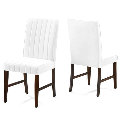 Modway Motivate Channel Tufted Upholstered Fabric Dining Side Chair, Set of 2, White
