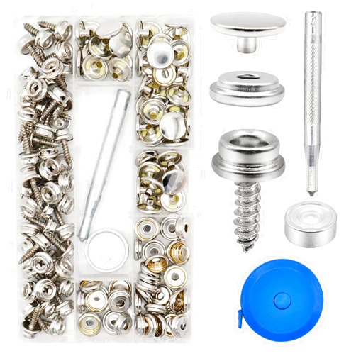 YLINKM 150Pcs Fastener Screw Snaps with 2Pcs Setting Tool, Marine Grade 3/8