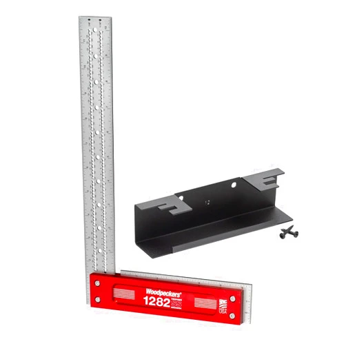 Woodpeckers Precision Woodworking Square, 12 Inch, Stainless Steel, USA Made, Feature Packed Square, Self Standing, Shoulder Lip, Scribing Notches