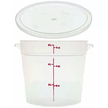 Cambro RFS6PP190 Camwear 6-Quart Round Food Storage Container with Lid