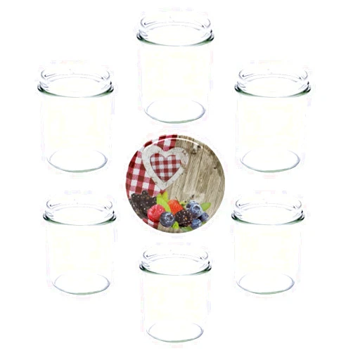Jartastix Wide Mouth Mason Jars with Lids for Canning Jam, Jelly, Butter, Preserves, Herbs, Baby Food Purees, or Spices, Glass Containers for Kitchen, Pantry and Fridge Storage (12oz, Wood-Berry)