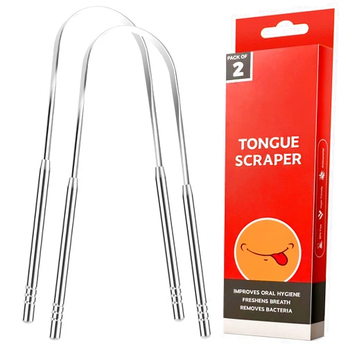 DR. ANISON Srnede Tongue-Scraper for Adults Tongue Cleaner Metal Tongue Scraper Oral Care with Travel Case 2 Pack