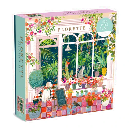 Galison Florette Puzzle, 500 Pieces, 20” x 20” – Floral Jigsaw Puzzle with a Beautiful Illustration by Victoria Ball – Thick Sturdy Pieces, Challenging Family Activity, Makes a Great Gift