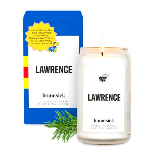 Homesick Scented Candles for Home (Lawrence) - 13.75 oz Long-Lasting Soy Wax Jar Candle for Women & Men for All Occasions, 60-80 Hours Burn Time - Notes of Pine Needles, Rose Verbena & Cyprus