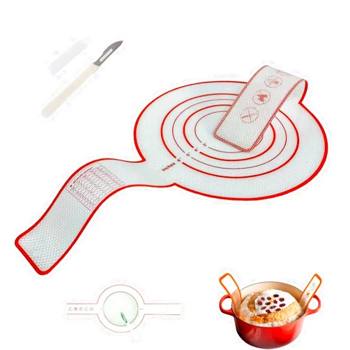 KAIBERYL Silicone Bread Sling Bread Mat for Dutch Oven & Bread Lame. Durable and Reusable Silicone Bread Mat,Baking Mat with Upgraded Longer Handles,Useful for More Than Just Bread (1 Pack)