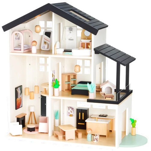 Best Choice Products Pretend Play Wooden Doll House with 40 Interactive Accessories, 3-Story Modern Toy Dollhouse Playset with 6 Rooms for Kids - White