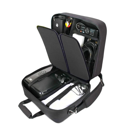 USA Gear Projector Case - Portable Projector Bag Compatible with Epson Home Cinema 1060, GooDee 2020, YABER Y30, and More Movie Projectors - Scratch Resistant and Customizable Interior (Black)