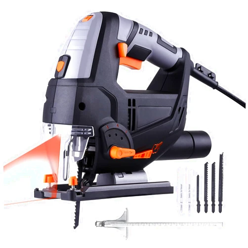 Hitwby Jigsaw, 6.7 Amp 3000 SPM Jigsaw tool, Laser & LED, Variable Speed, Carrying Case, 6 Blades, Adjustable Aluminum Base, Pure Copper Motor, 10 Feet Cord, (PJS02A)