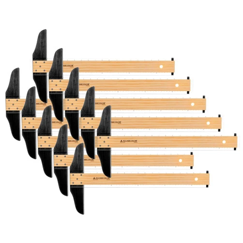 Alumicolor Wood/Acrylic Calibrated T-Square for Art, Framing & Drafting, Natural Wood Color, Pack of 10-18IN