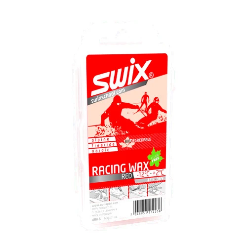 SWIX UR8 Red Bio 60g Racing Wax for Mid-Range Temperatures | Durable Soft Glide Wax for Alpine Skiing, Training & Racing