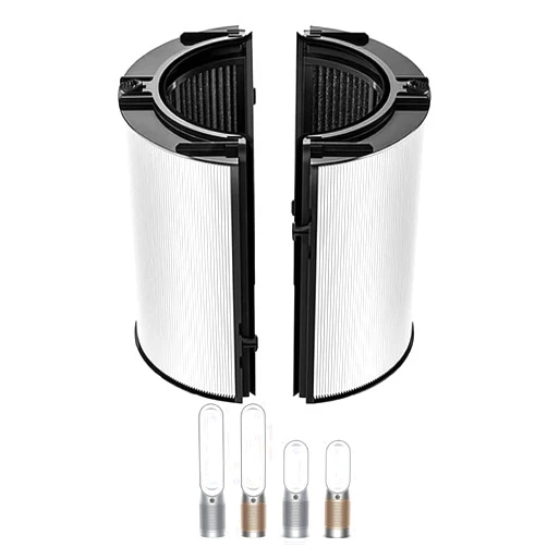 Amalfy 360° Combi Glass 2-in-1 HEPA+Carbon Replacement Filter for Dyson TP07 HP07 TP06 HP06 TP10 HP10 TP09 HP09 TP04 HP04 PH04 PH03 PH02 PH01 Air Purifier, H13 Grade True HEPA Pure Cool Hot Fan Filter, Black