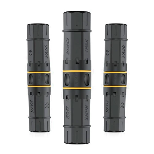 FGB 10Gbps Cat7 Waterproof RJ45 Coupler, Waterproof Ethernet Connector Shielded IP68, Female to Female Waterproof Ethernet Coupler Outdoor Network LAN Cable PoE, 3-Pack