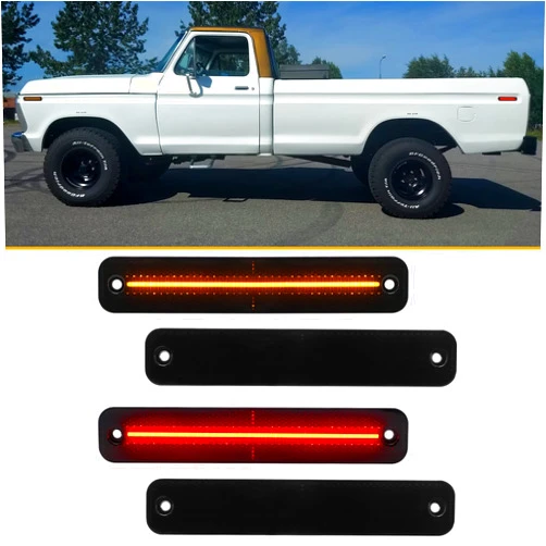 Aexploer LED Side Marker Lights Compatible with F100/150/250/350 1973-1979,for Econoline E100/150/250 1975-1991,for Bronco 1978-1979,Side Markers Lamps Lights Assembly(Smoked Lens)