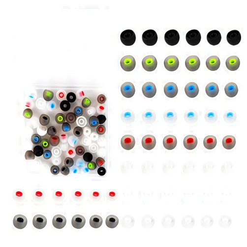 Quadafy 60PCS Earbuds Replacement Tips Silicone, Ear Bud Replacement Pieces Silicone, Soft Silicone Replacement Earbuds Fit Most in-Ear Earbuds 3 Sizes S/M/L, Black