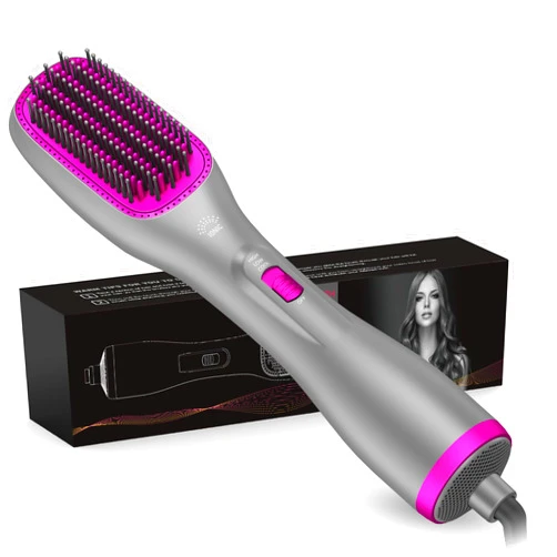 APOKE 3 in 1 Hair Dryer Brush & Straightener Brush, Professional 1200W Powerful Ceramic Tourmaline Ionic Hot Air Brush, 3 Heat/2 Speed Settings One Step Hair Dryer and Styler for All Hair Types