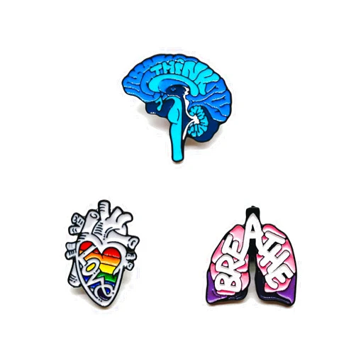 LIUJINCAN (3PCS) Unique Heart Brain Lung Enamel Medical Pin Set, Creative Anatomical Brooch Heart Lung Brain Nurse Lapel Pins Accessory for DIY Backpacks Clothes Jeans Hats Badge and Gift