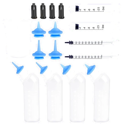 Jiaxix Puppy Bottles for Nursing Puppy Milk,Newborn Puppy Supplies Kitten Bottle Feeding Kit Nipple Kittens Syringe,17 Pcs (Blue)