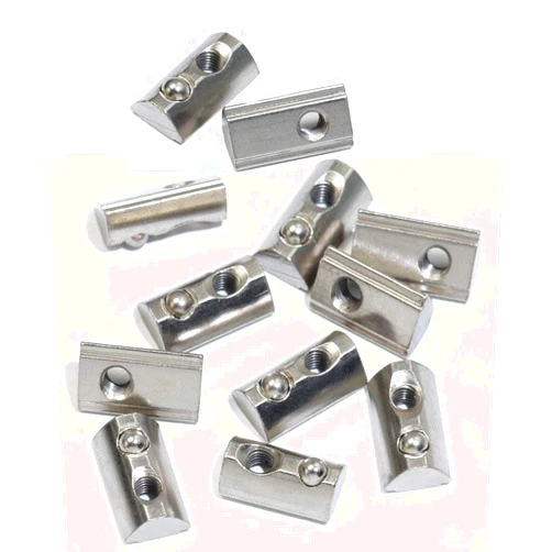 PZRT 12-Piece Set 2020 Series roll-in Spring M6 T nut, Ball Elastic nut for 6mm T-Slot European Standard Aluminum Extrusion Profile