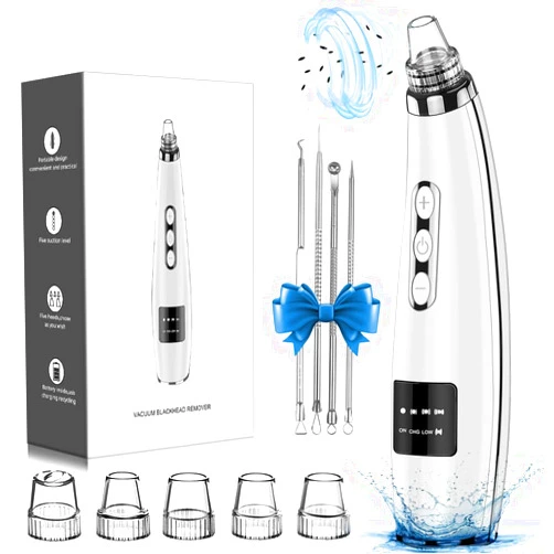 FREESHOW Newest Blackhead Remover Pore Vacuum Upgraded Facial Pore Cleaner Electric Comedone Whitehead Extractor Tool-5 Suction Power,5 Probes,USB Rechargeable Blackhead Vacuum Kit for Women & Men