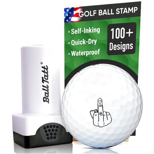 Ball Tatt Golf Ball Stamp - Self-Inking Marker - Quick-Dry Permanent Marking Tool, No Leaks or Refills, Reusable & Waterproof Golfing Stamper - Ideal Gift for Golfers, Dads, Retirement, Funny, Parody (Humor).