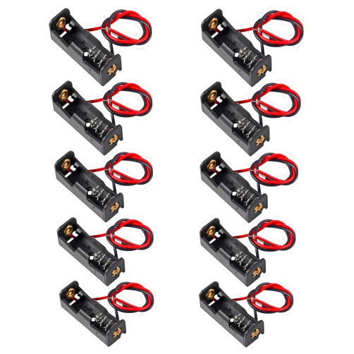 AEDIKO 10pcs A23 Battery Holder 23A Battery Holder with Wire 12V Battery Holder Spring Clip Case Black Plastic Housing