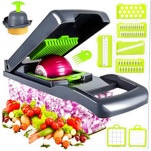 Generic 14-in-1 Vegetable Chopper and Slicer - Efficient Kitchen Essential for Chopping, Dicing, and Grating Vegetables and Fruits