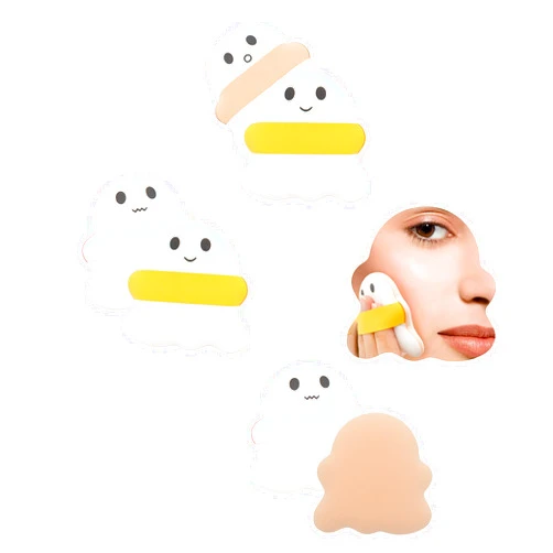XUFAN 3Pcs Cute Makeup Powder Puff，Ghost Sponge Foundation Puff, Air Cushion Blush Puff，Halloween Gifts