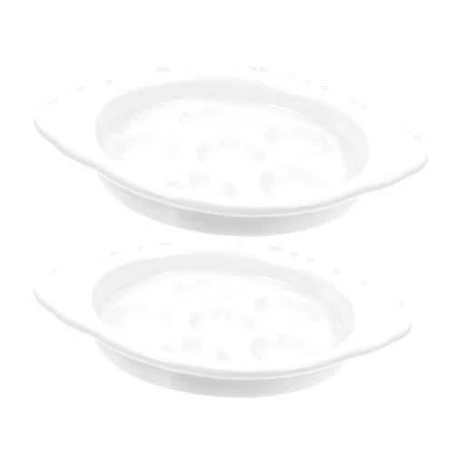 GOOHOCHY 2pcs Baked Snails Appetizer Plates Ceramic Escargot Plate Holes Escargot Dish Ceramic Pan Escargot Baking Holder Octopus Balls Pan Ceramic Baking Plate Oven Plate Snail Dish Tray