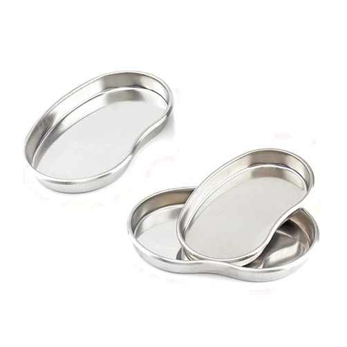Huakaile 3Pcs Stainless Steel Kidney Tray, Graduated Metal Emesis Basin, Reusable Kidney Bean Shaped Bowl Dish, Dental Lab Instrument Surgical Tray for Medic Waster (Small, Medium, Large)