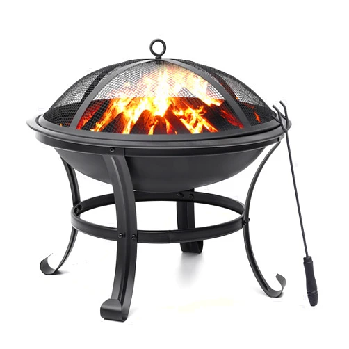 SINGLYFIRE 22 inch Fire Pit for Outside Outdoor Wood Burning Small Bonfire Pit Steel Firepit Bowl for Patio Camping Backyard Deck Picnic Porch,with Spark Screen,Log Grate,Poker