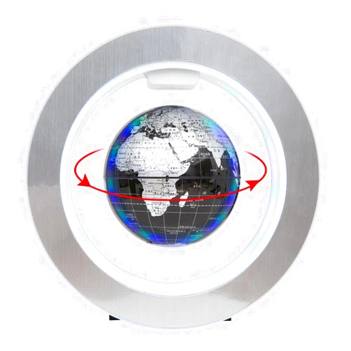 YANGHX Floating Globe World Map 4inch Rotating Magnetic Mysteriously Suspended in Air World Map Home Decoration Crafts Fashion Holiday Gifts (Black)