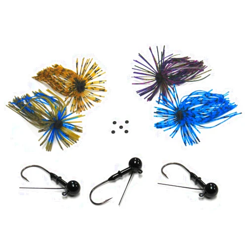 Harmony Fishing Company Harmony Fishing - Tungsten Resin Finesse Jigs (Modular Skirt Kit - 3 Finesse Jigs, 4 Skirts, 5 Bait Pegs)