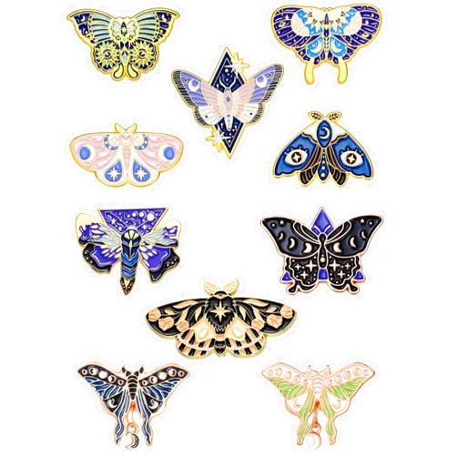 Janinka 10 Pcs Butterfly Enamel Pins Set Cute Enamel Backpack Lapel Pin Cool Horror Brooches for Steampunk Badge Jewelry