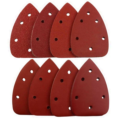 SANJIAN Mouse Detail Sander Sandpaper, 40 PCS Palm Mouse Sander Pads, Assorted 6 Holes Hook and Loop Triangle Sandpaper (40/60/80/120/180/240/320/400 Grit)- 5 PCS for Each Grit by SANJIAN