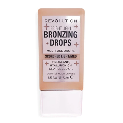 Makeup Revolution Revolution Beauty, Bright Light Bronzing Drops, Bronze & Glow Face & Body Drops Infused with Hyaluronic Acid, Bronze Scorched, 0.77 Fl. Oz.