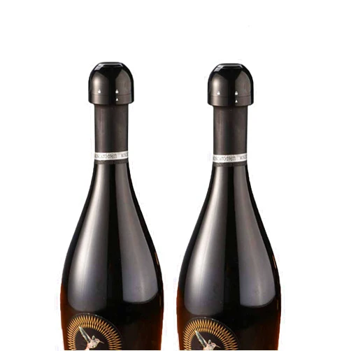 Z-oneMart 2 Packs Champagne Stoppers, Vacuum Champagne Stoppers, Reusable Champagne Preserver Bottle Saver, Champagne, Cava, Prosecco Sparkling Wine Keep Fresh,Fits Most Champagne Bottle (Black-4)