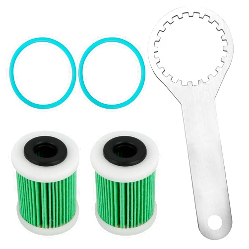 TUOSTPY 2PCS Fuel Filter Elements with O-Rings and Wrench Compatible with 2006 to Current Yamaha Outboard 4-Strokes VZ150/VZ175/VZ200/F150/F200/F225/VF200/VF225/VF250 Replace 6P3-WS24A-01-00