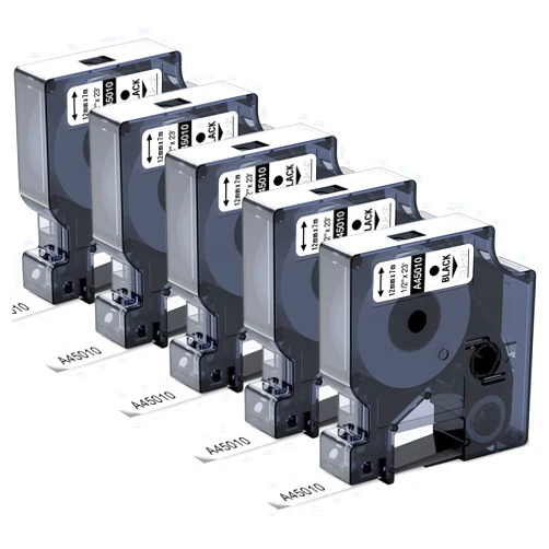 Labelife Replace for DYMO D1 Label Tape Clear 45010 S0720500 Label Maker Tape Refills Black on Clear 1/2 Inch x 23Ft Compatible with Dymo Labelmanager 160 280 210D 360D 420P Label Maker, 5-Pack